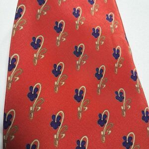 Aquascutum of London‎ Flower Print Design Red Silk Tie Made in Italy Joe Merten